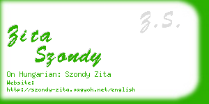 zita szondy business card